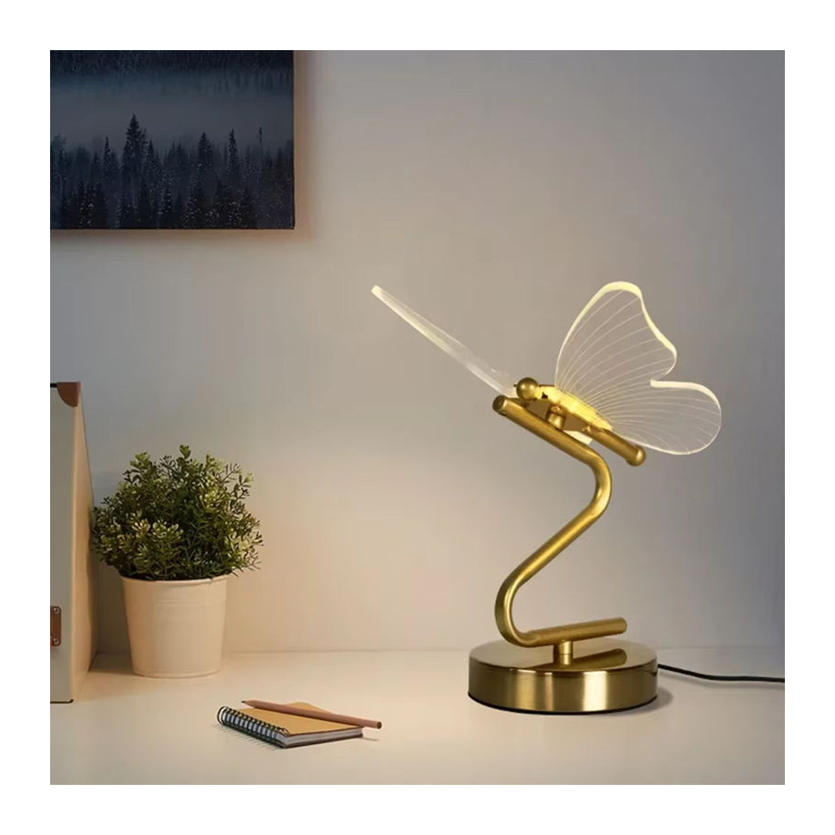 Ludengchaoshi LED Schmetterlings Tischlampe im modernen skandinavischen Design aus Metall mit 3 Farben - Bild 6