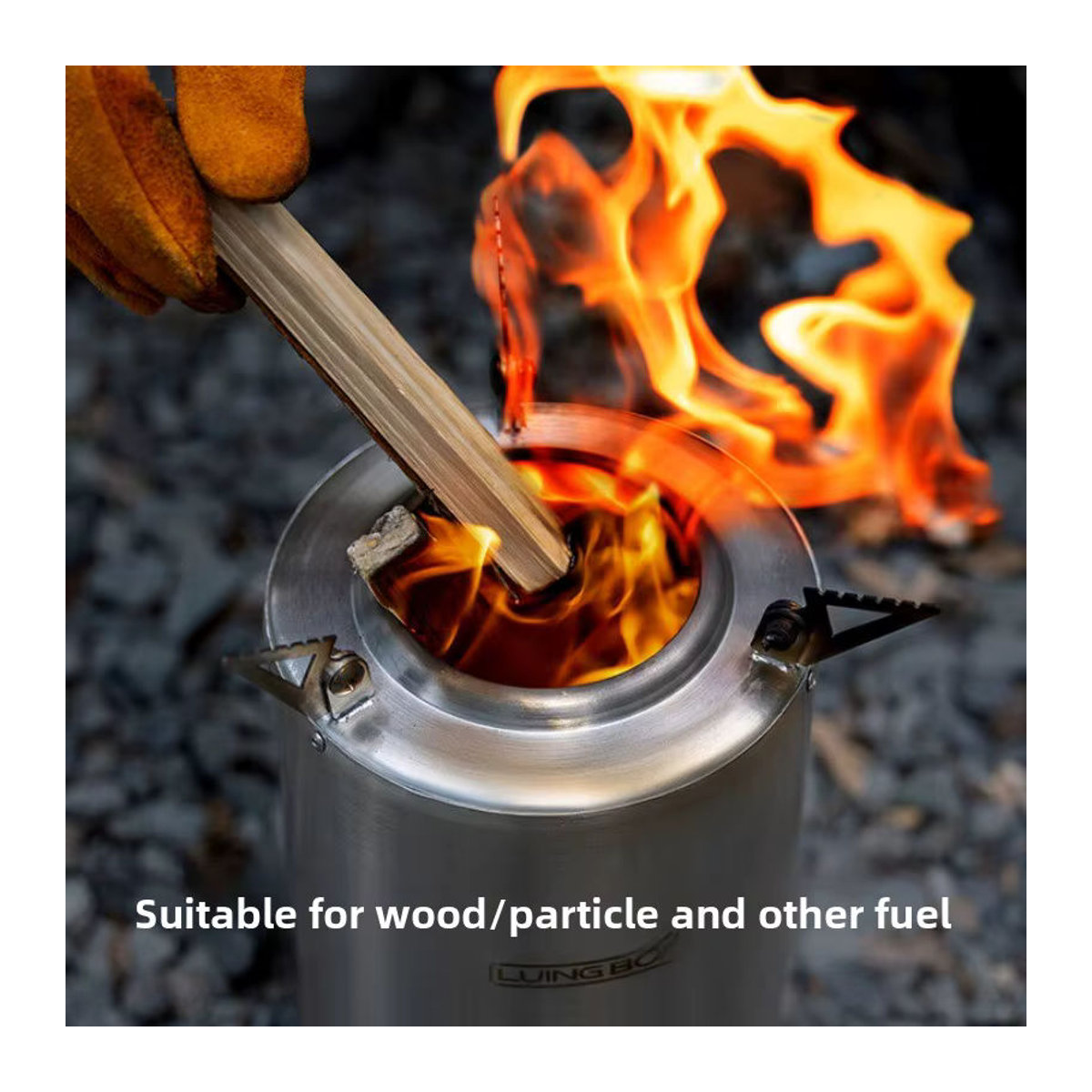LUINGBOX Tornado Flammenofen aus Edelstahl für Camping und Outdoor zum Kochen mit Holz oder Pellets - Bild 4