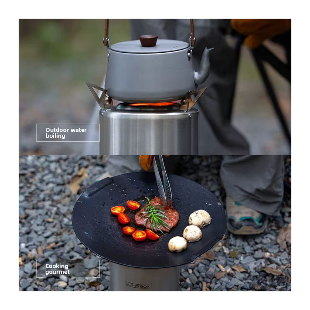 LUINGBOX Tornado Flammenofen aus Edelstahl für Camping und Outdoor zum Kochen mit Holz oder Pellets - Bild 5