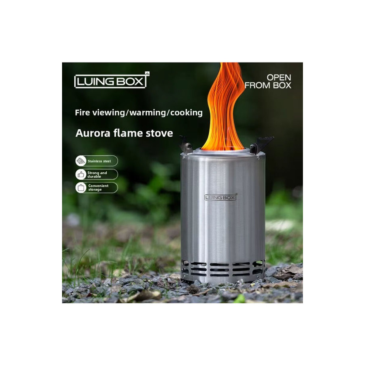 LUINGBOX Tornado Flammenofen aus Edelstahl für Camping und Outdoor zum Kochen mit Holz oder Pellets - Bild 6