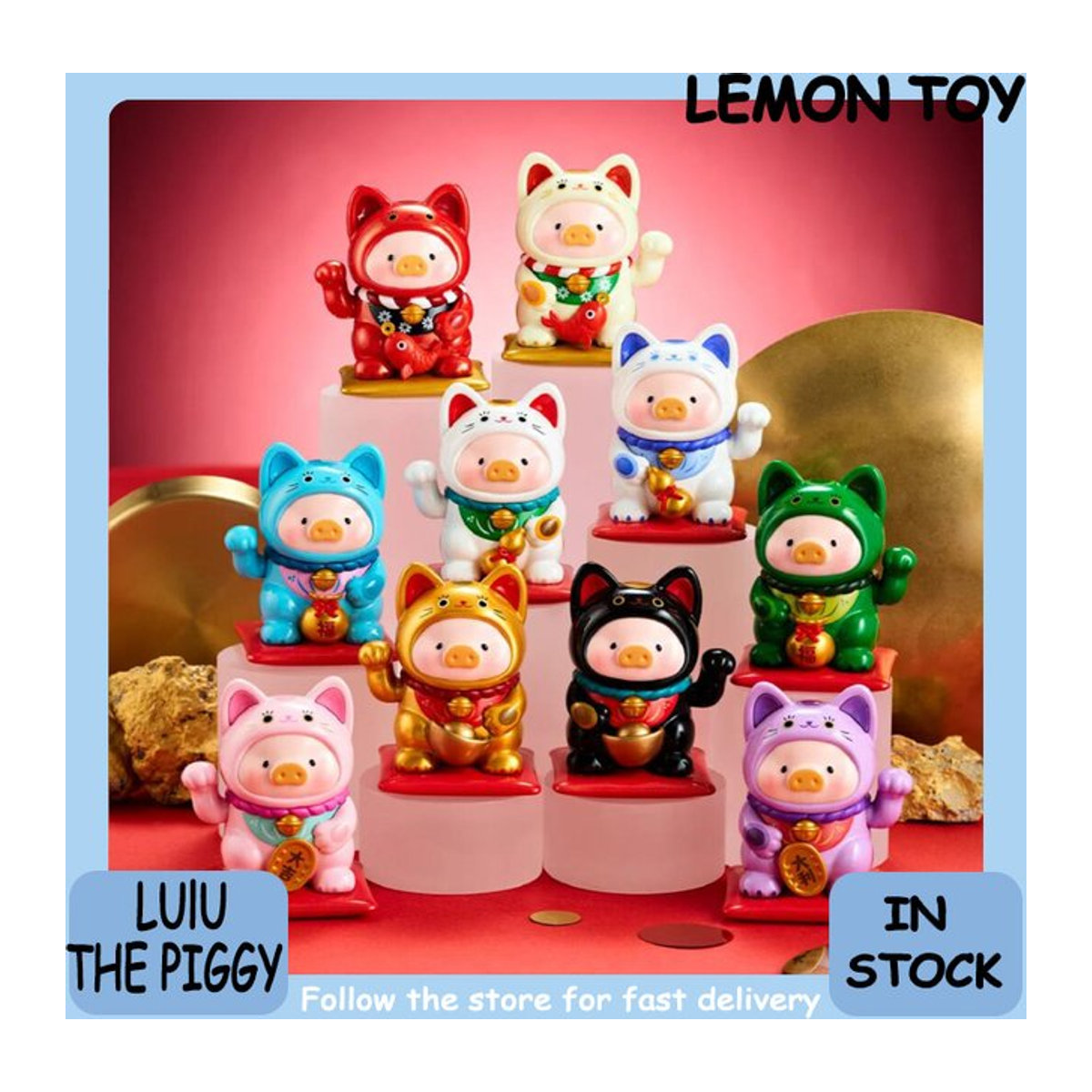 Lulu The Piggy Lucky Cat Series Blind Box Mehrfarbige Sammelfiguren aus Kunstharz als Desktop-Ornament - Bild 1