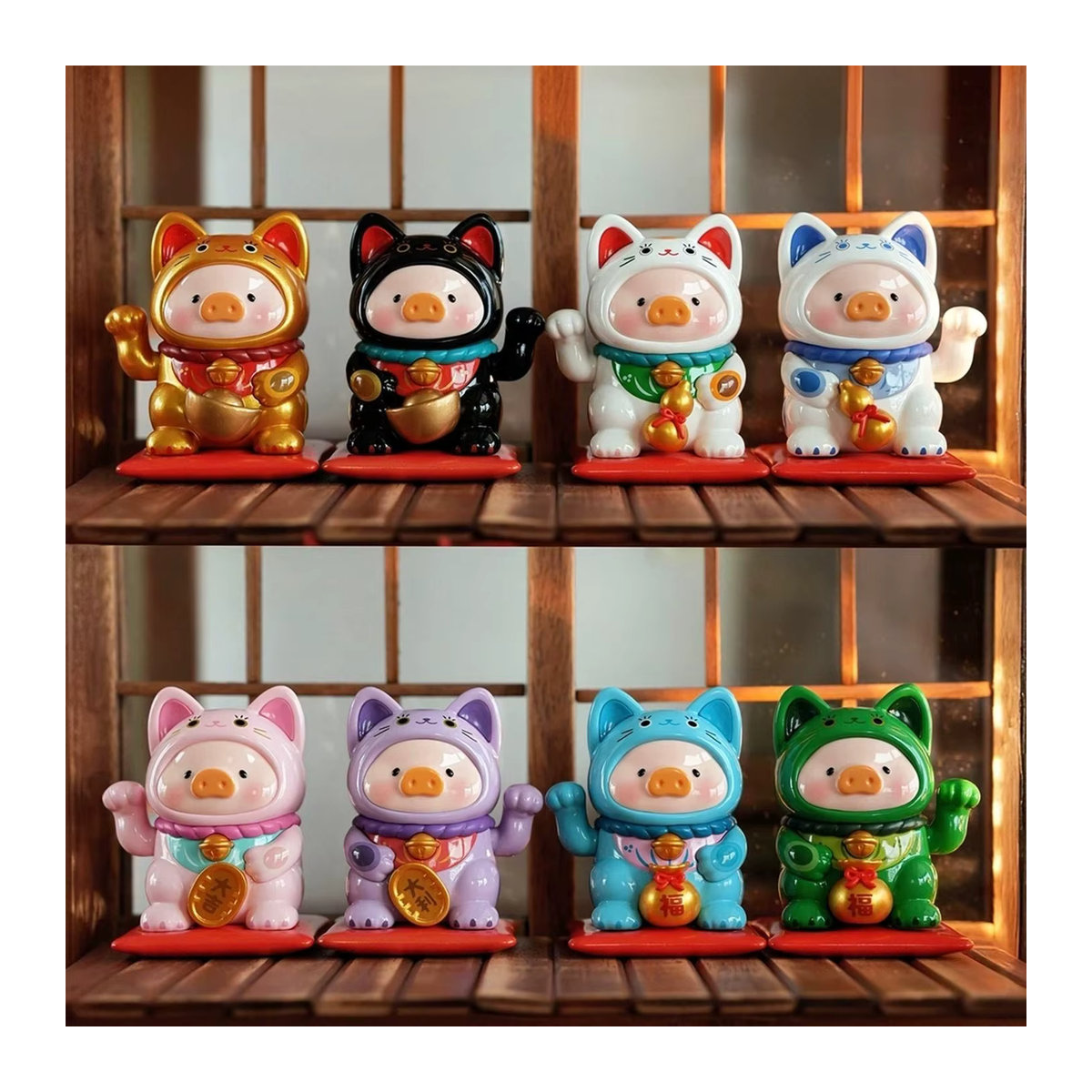 Lulu The Piggy Lucky Cat Series Blind Box Mehrfarbige Sammelfiguren aus Kunstharz als Desktop-Ornament - Bild 2