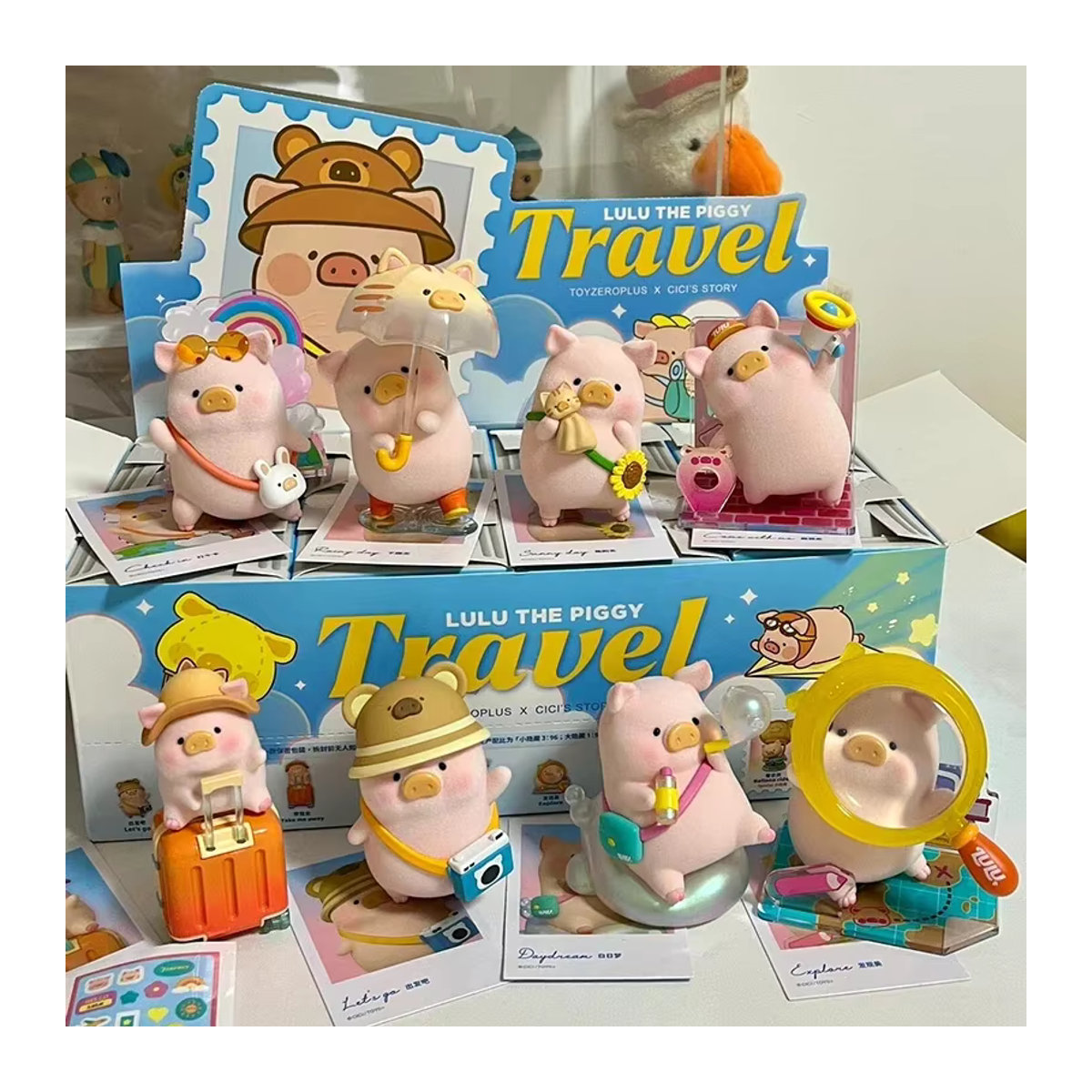 Lulu The Piggy Travel Series Blind Box Rosa Anime Figur aus Kunststoff als dekoratives Zimmer Ornament und Sammlerstück - Bild 2