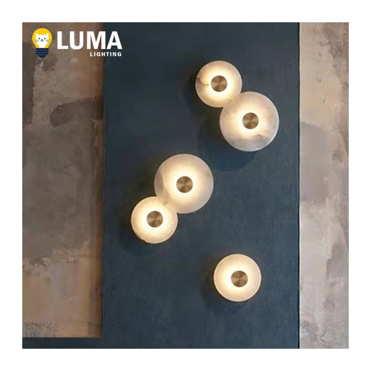 Luma LED-Wandleuchte aus natürlichem Alabasterstein und Marmor in Beige mit minimalistischem Design - Bild 1