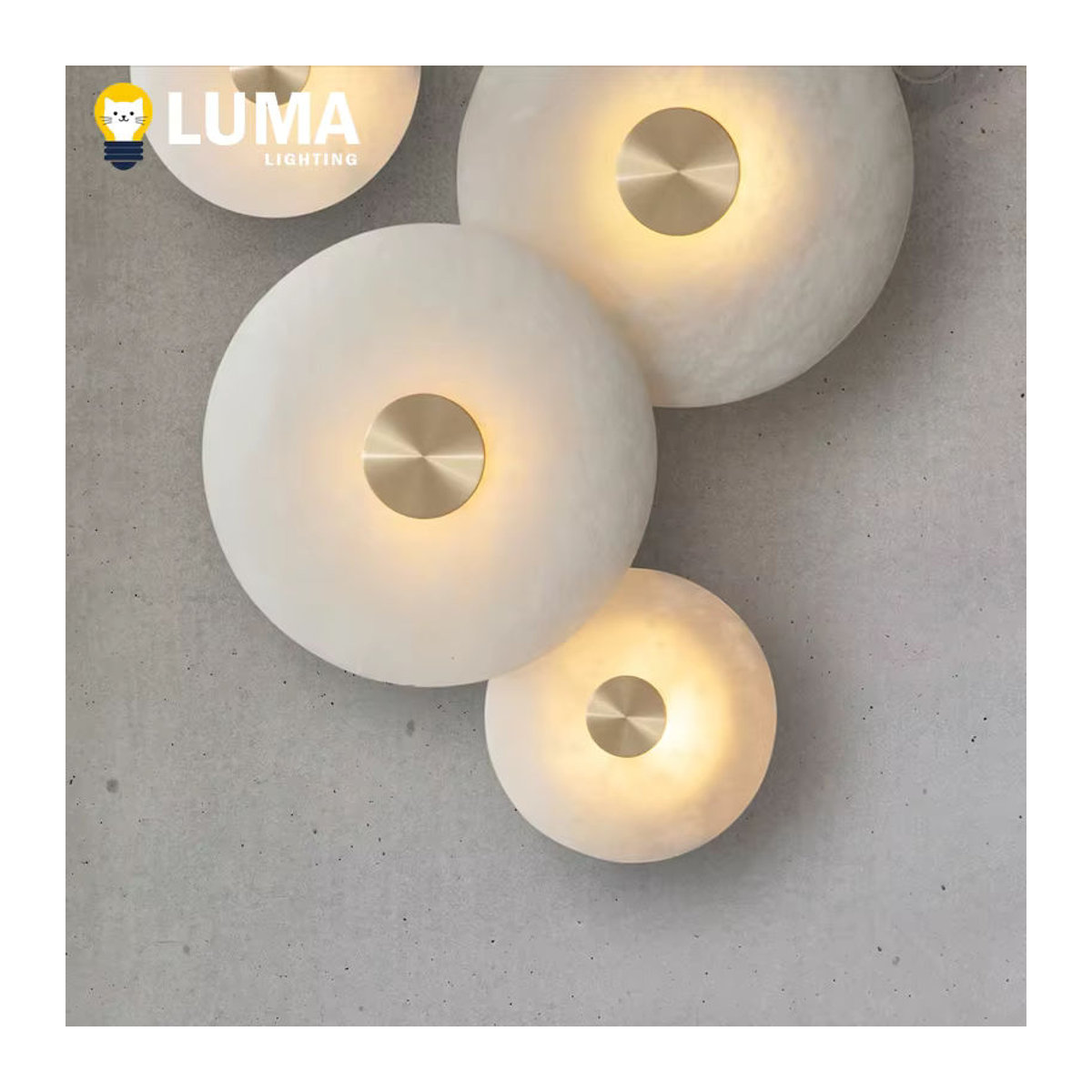 Luma LED-Wandleuchte aus natürlichem Alabasterstein und Marmor in Beige mit minimalistischem Design - Bild 3