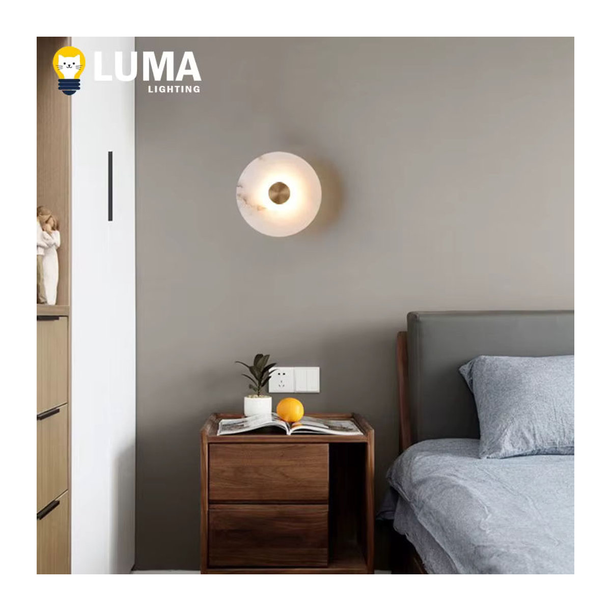 Luma LED-Wandleuchte aus natürlichem Alabasterstein und Marmor in Beige mit minimalistischem Design - Bild 4