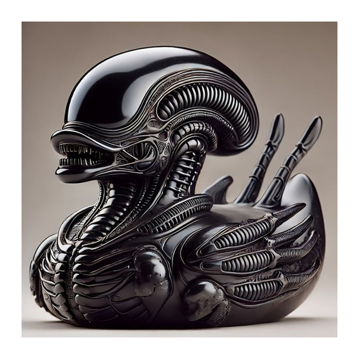 Lustige Alien-Ente als Dekoration aus Kunstharz in Schwarz für dein Auto-Armaturenbrett oder deinen Schreibtisch - Bild 1