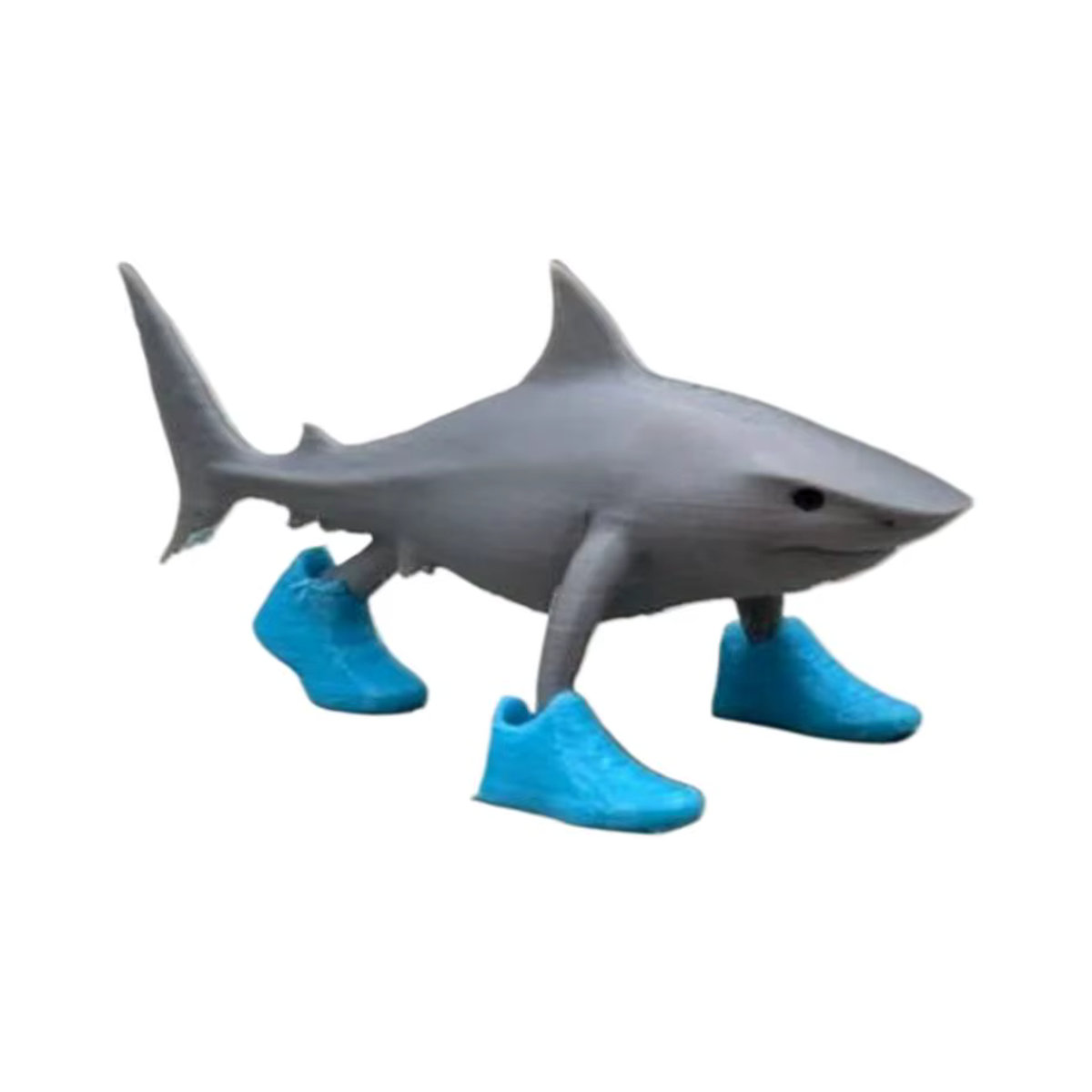 Lustige Hai Figur als Desktop Dekoration, Gelenkfigur aus Kunststoff in Blau und Grau, 3D gedrucktes Spielzeug Ornament - Bild 4