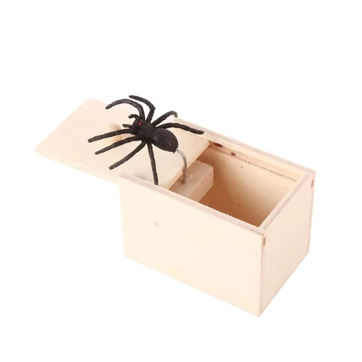 Lustige Halloween Spinnen Streichbox aus Holz in Braun und Schwarz als Party Dekoration - Bild 2