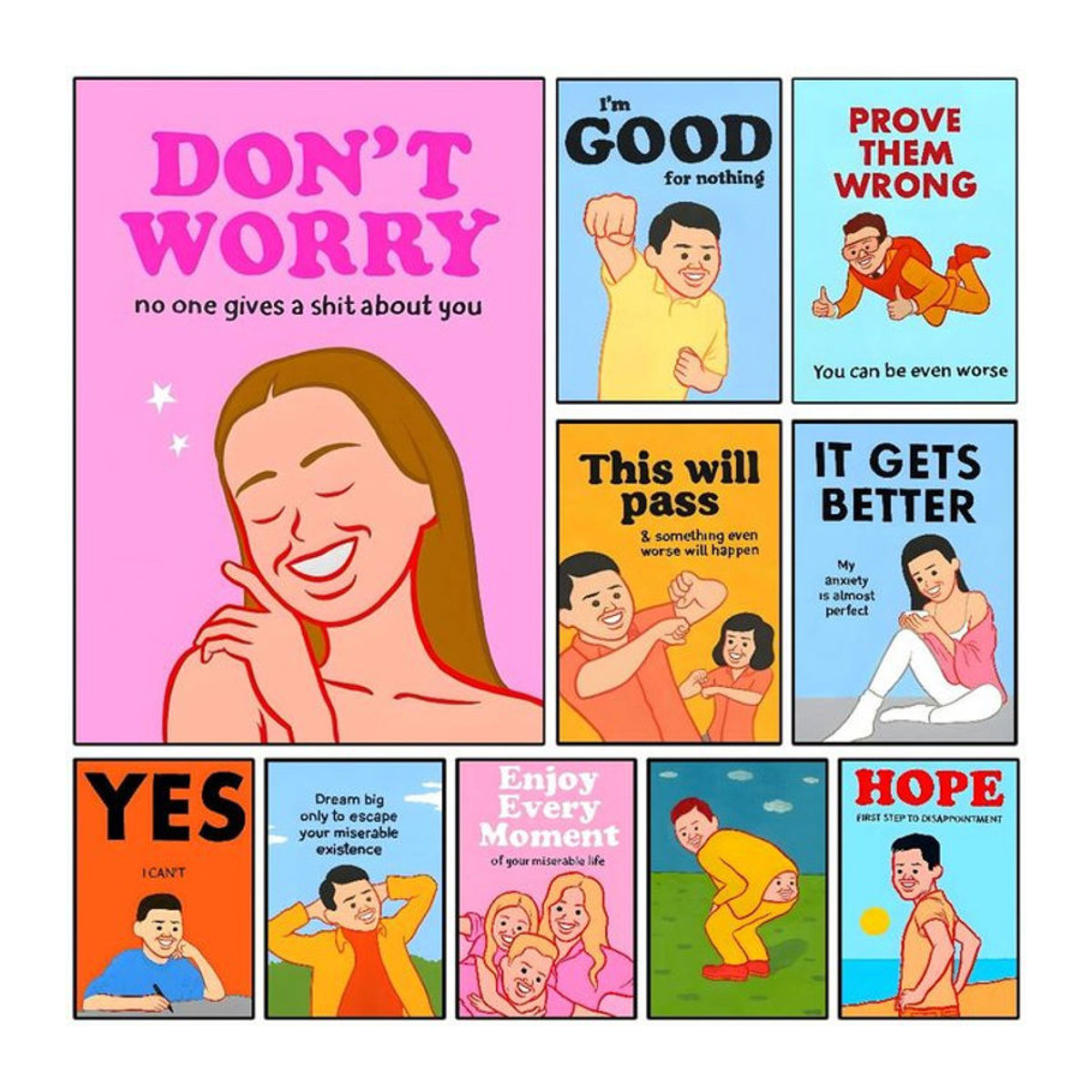 Lustige Posterkunst Typografie von J-Joan C-Cornella, mehrfarbiger Kunstdruck für dein Wohnzimmer oder Schlafzimmer, rahmenlos, Hochformat - Bild 1