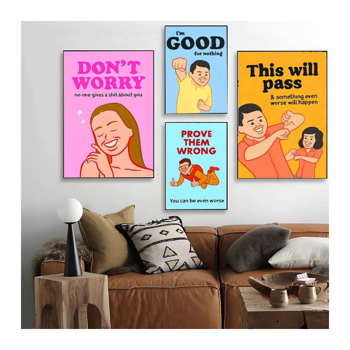 Lustige Posterkunst Typografie von J-Joan C-Cornella, mehrfarbiger Kunstdruck für dein Wohnzimmer oder Schlafzimmer, rahmenlos, Hochformat - Bild 5