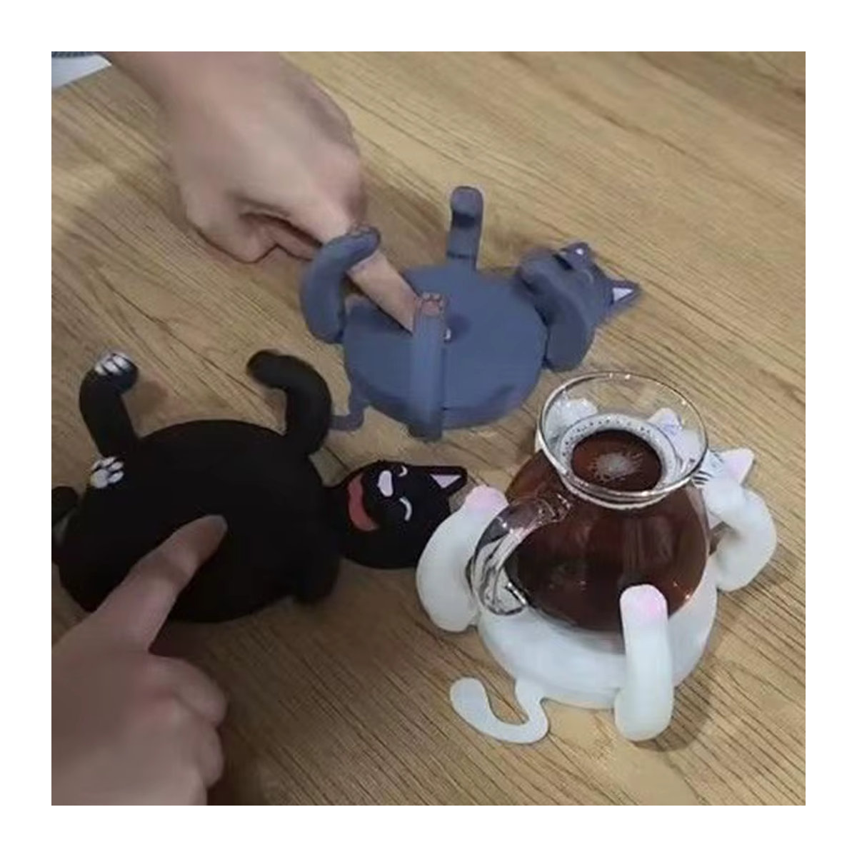 Lustiger 3D-Druck Katze Untersetzer aus Kunststoff in Grau und Mehrfarbig zur Dekoration und Stresslinderung - Bild 5
