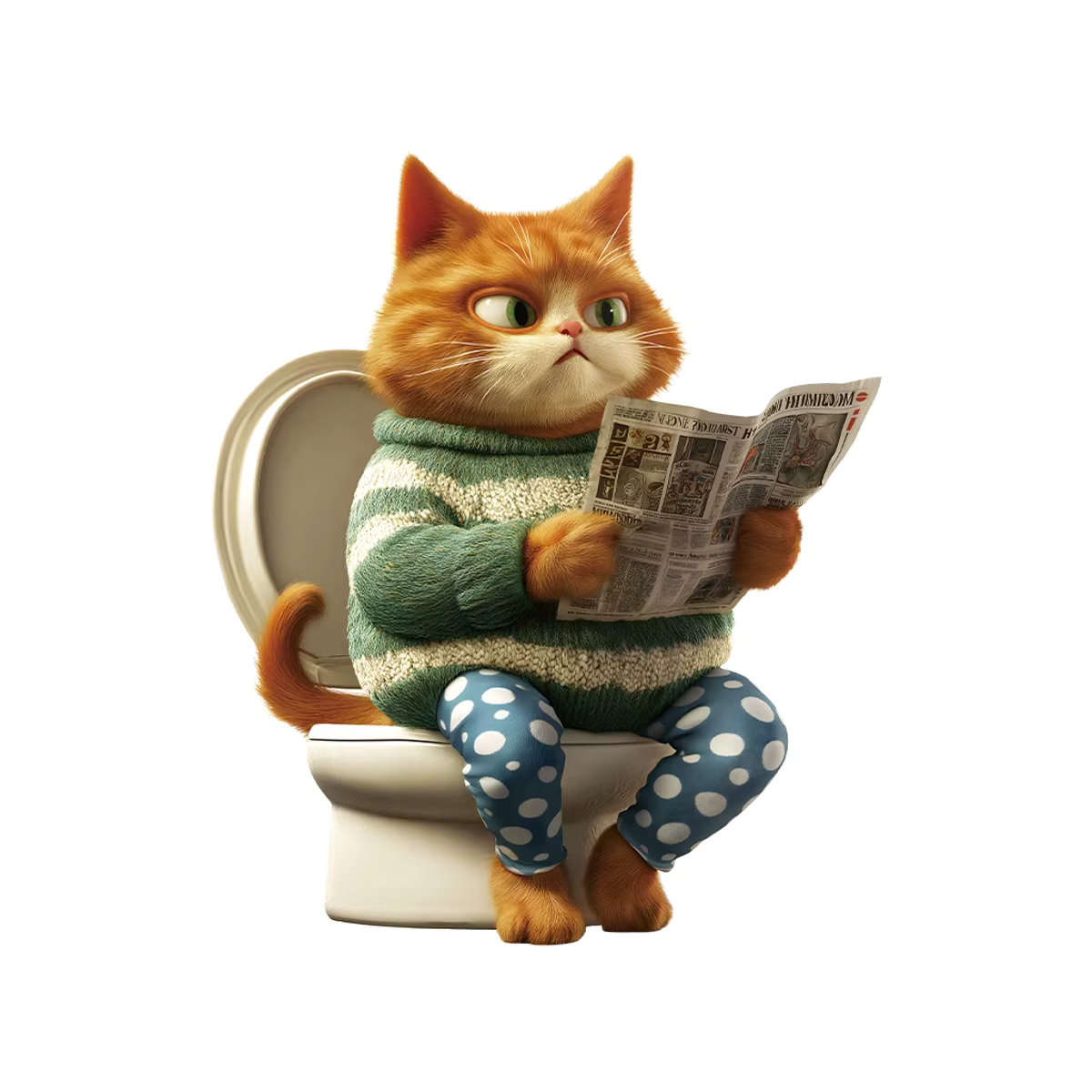 Lustiger Badezimmer-Aufkleber von BRUP mit Zeitung lesender Katze, mehrfarbiger Vinylaufkleber für Kinderbadezimmer und Toilettendekoration - Bild 6