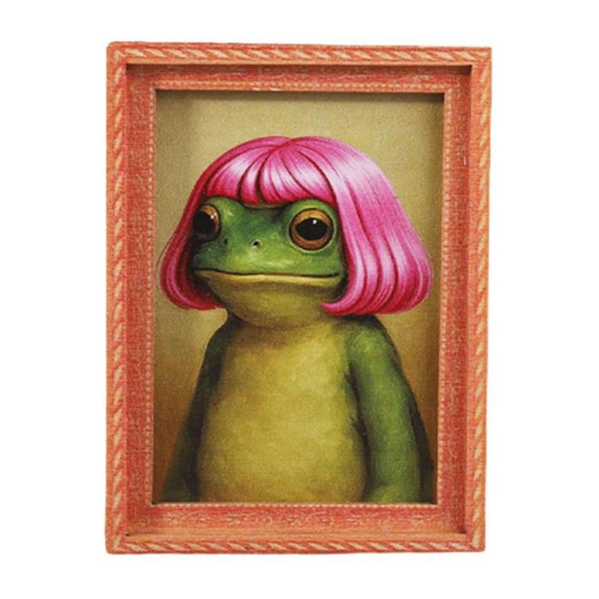 Lustiger Frosch Kühlschrankmagnet aus Holz in Rechteckform, Mehrfarbig - Bild 1