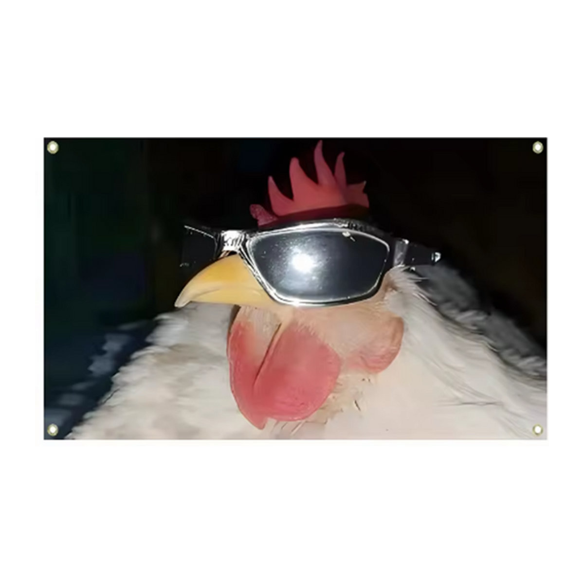 Lustiger Hühner-Wandbehang aus Polyester mit Animal-Print in Weiß, B/H: 90 x 60 cm - Bild 1