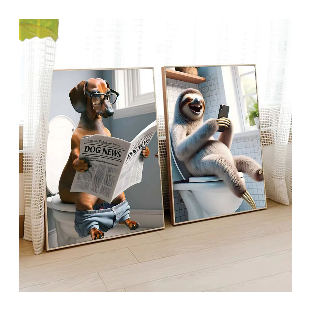 Lustiges Anime-Poster mit Tieren als Wanddekoration, mehrfarbig, rechteckig, aus Papier - Bild 1