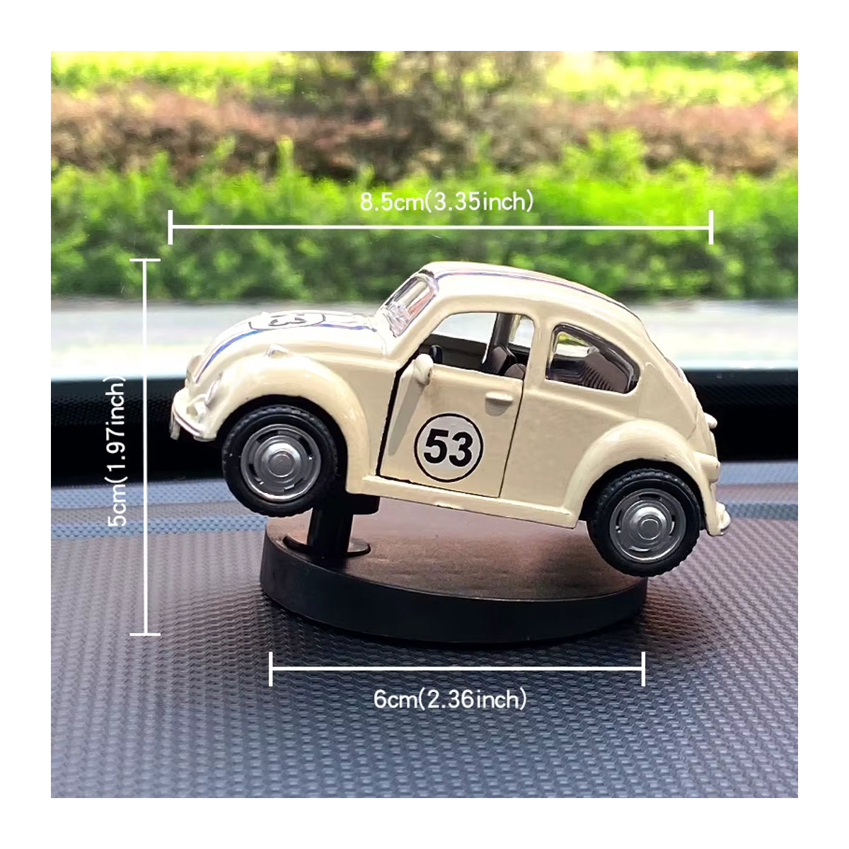 Lustiges Auto-Ornament für das Armaturenbrett mit schwingendem Schwanz im Vintage-Stil, mehrfarbig - Bild 6