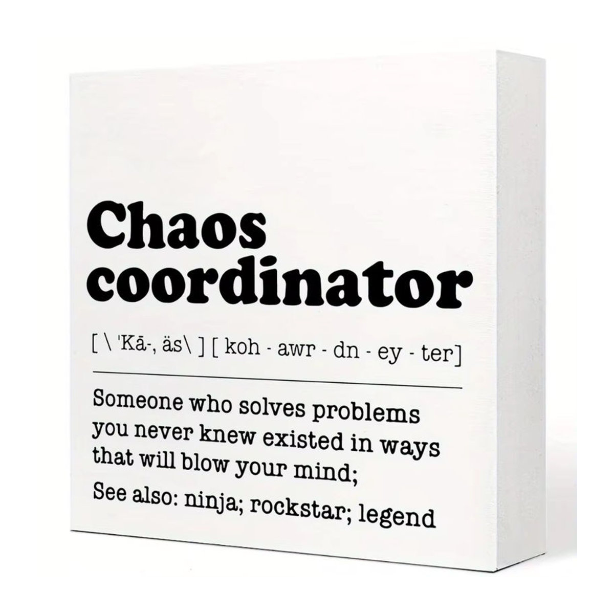 Lustiges Holzschild Chaos Koordinator als Schreibtischdekoration für das Büro in Weiß - Bild 2