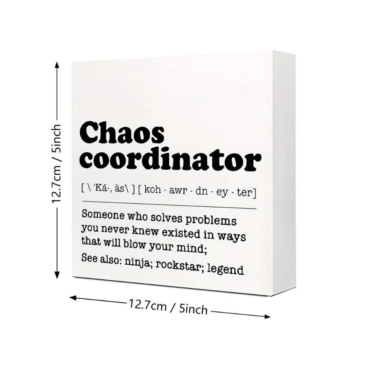Lustiges Holzschild Chaos Koordinator als Schreibtischdekoration für das Büro in Weiß - Bild 5