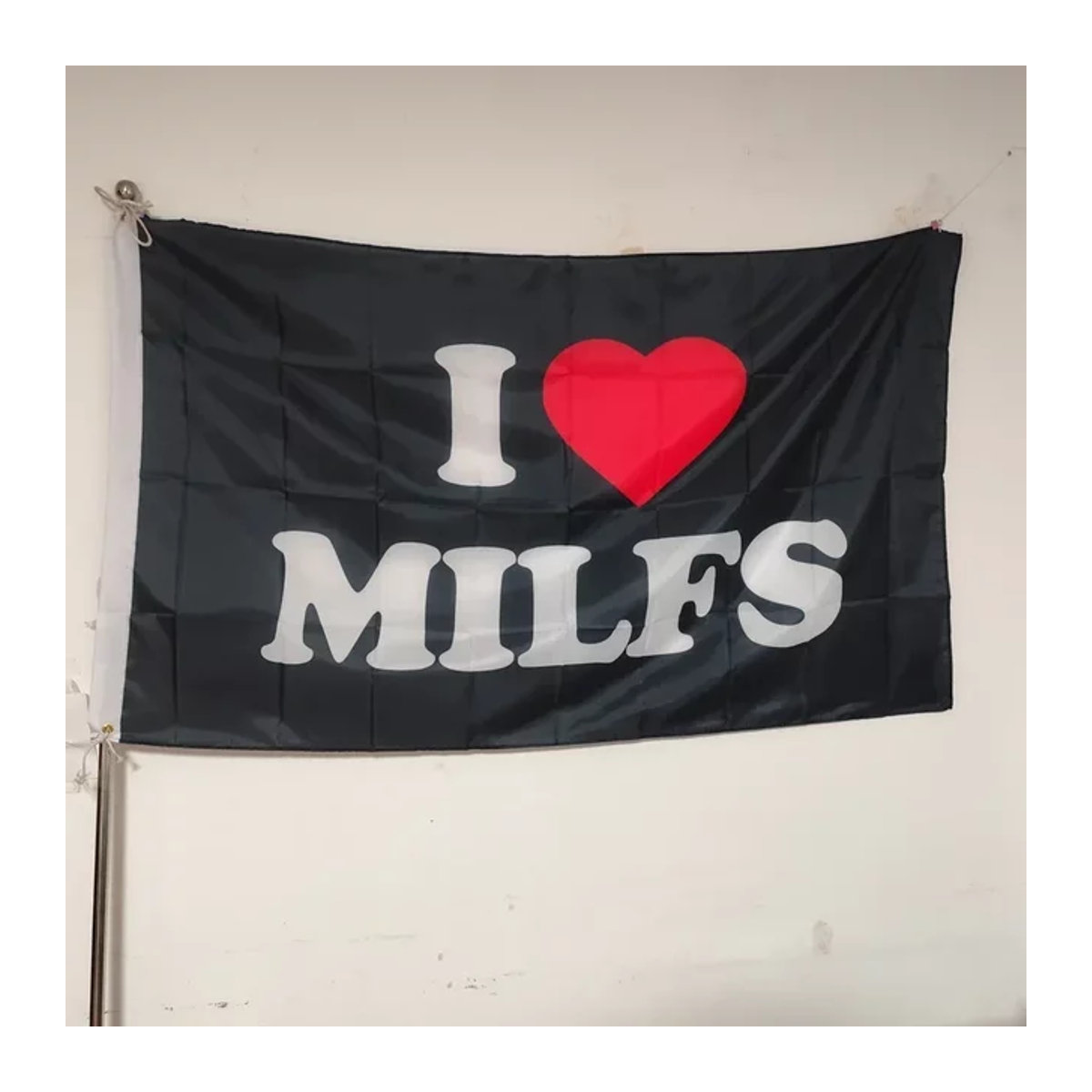 Lustiges I LOVE MILFS Banner aus Textil in Schwarz, B: 90 cm, B: 150 cm, Rechteckige Wanddekoration für Innen und Außen - Bild 1