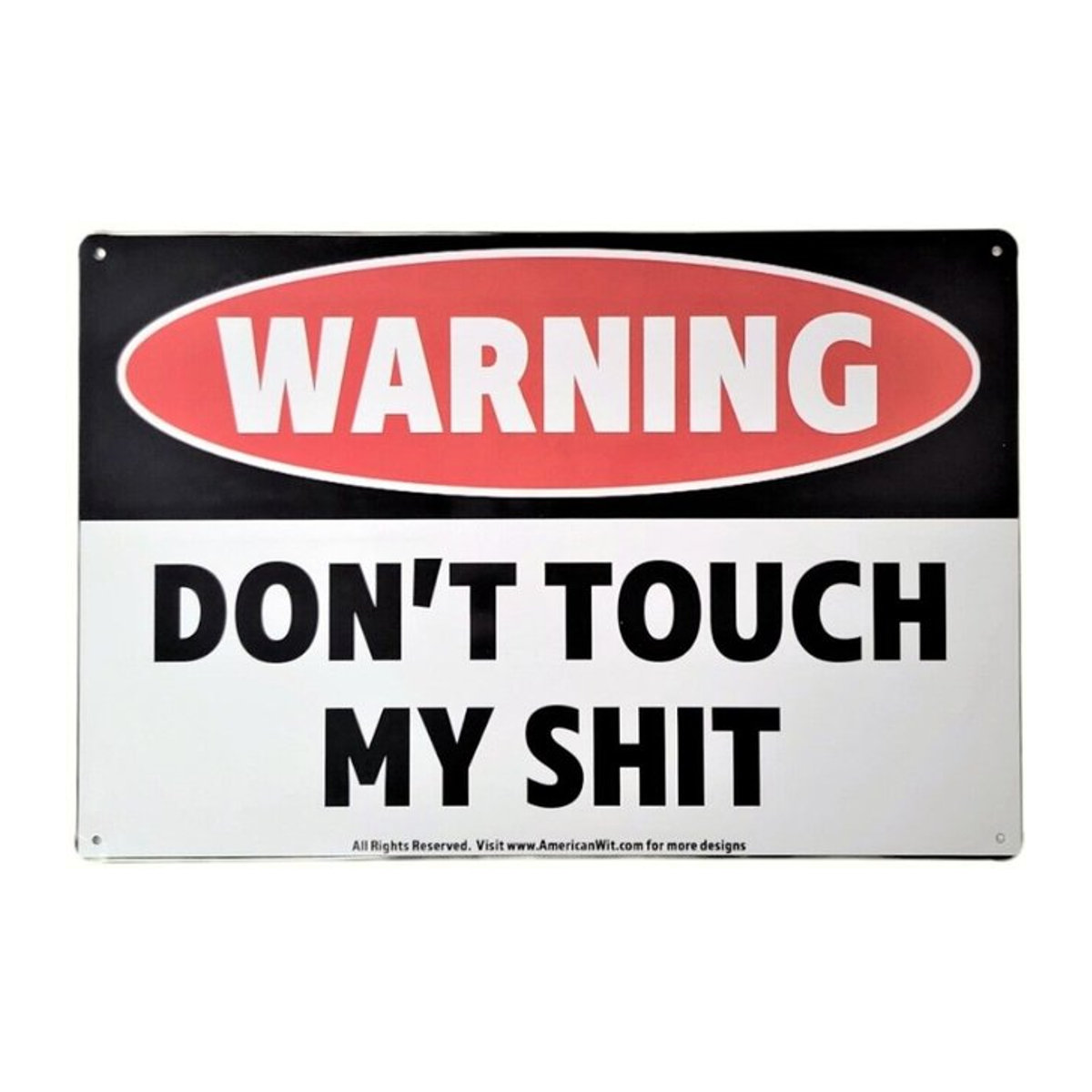 Lustiges Metallschild CIFBUY Warning Don't Touch My Sht in Weiß, B: 30 cm, H: 20 cm - Bild 1