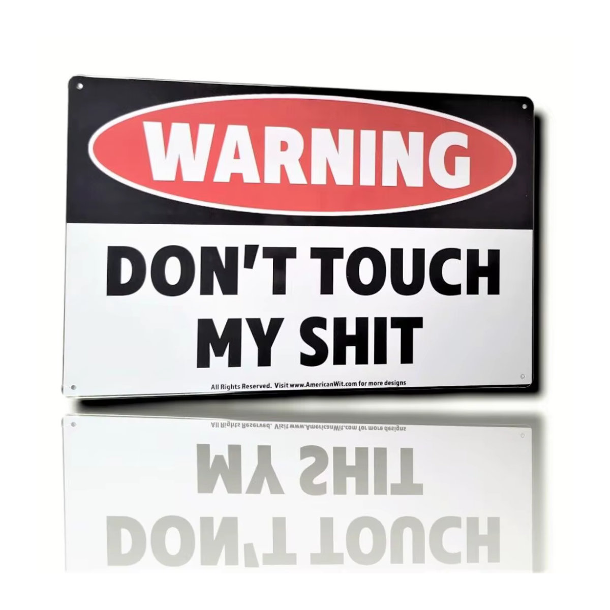 Lustiges Metallschild CIFBUY Warning Don't Touch My Sht in Weiß, B: 30 cm, H: 20 cm - Bild 2