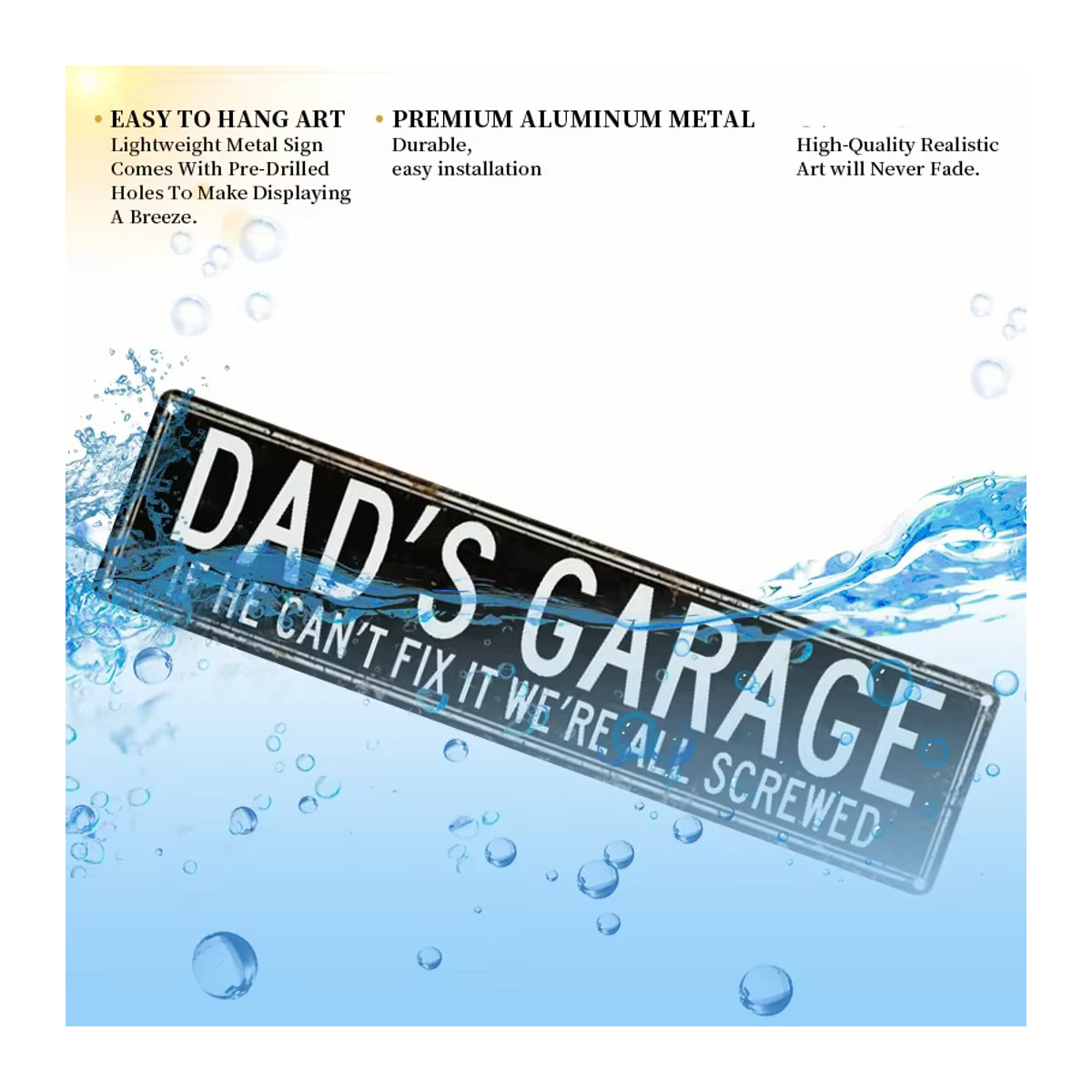Lustiges Metallschild für die Garage und Werkstatt If He Can't Fix It We're All Screwed in Schwarz im Vintage-Design, B: 40 cm, H: 40 cm - Bild 4