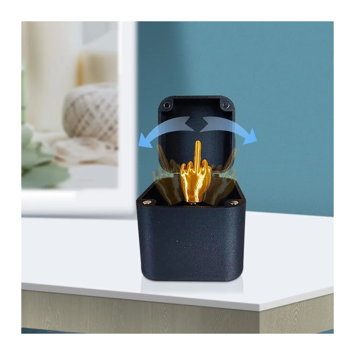 Lustiges Weihnachtsgeschenk Mittelfinger in Box als kreativer Streich für Büro und Heimdekoration in Gold - Bild 5