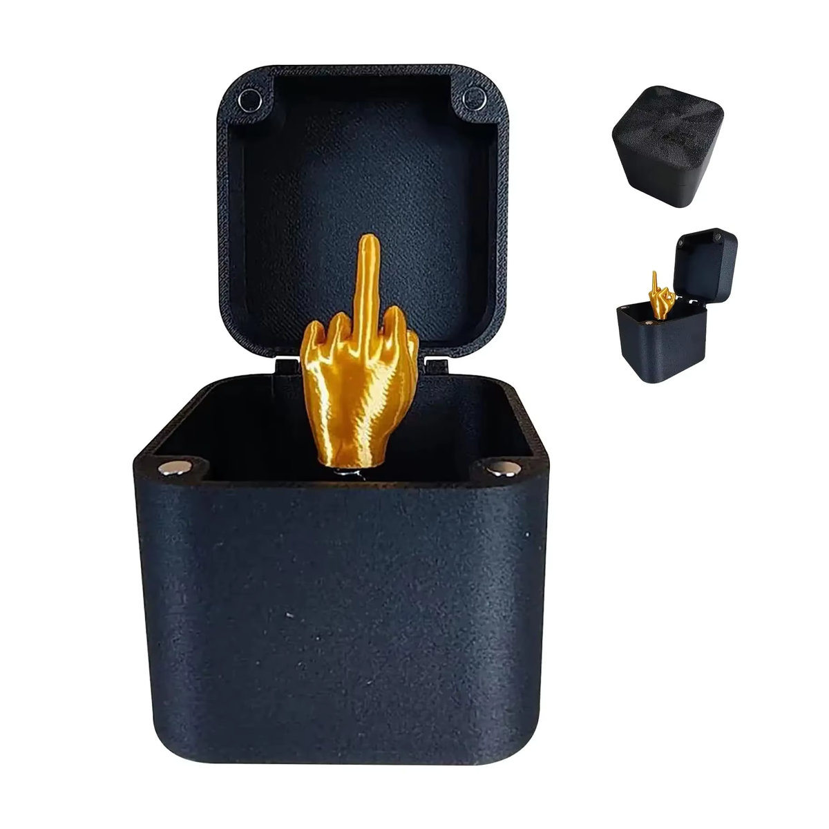 Lustiges Weihnachtsgeschenk Mittelfinger in Box als kreativer Streich für Büro und Heimdekoration in Gold - Bild 7