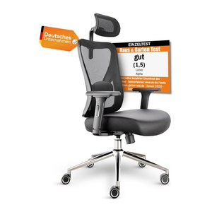 LUTIVO Alpha Ergonomischer Bürostuhl in Schwarz mit Mesh-Rückenlehne – Modernes und minimalistisches Design