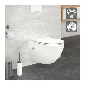 Luxebath Dusch-WC Wandmontage aus Keramik in Weiß mit Bidet-Funktion, Spülrandlos und Softclose-Klodeckel, B/H/T: 36 x 27,8 x 53,5 cm