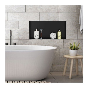 LuxeBath Duschnische aus Edelstahl in Schwarz matt als Unterputz Wandnische und Duschablage, Breite: 60 cm, Tiefe: 30 cm