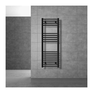 LuxeBath Elektrischer Badheizkörper mit 1200W Heizstab und Digitalanzeige, Schwarz matt, H x B: 120 x 40 cm, Seitenanschluss