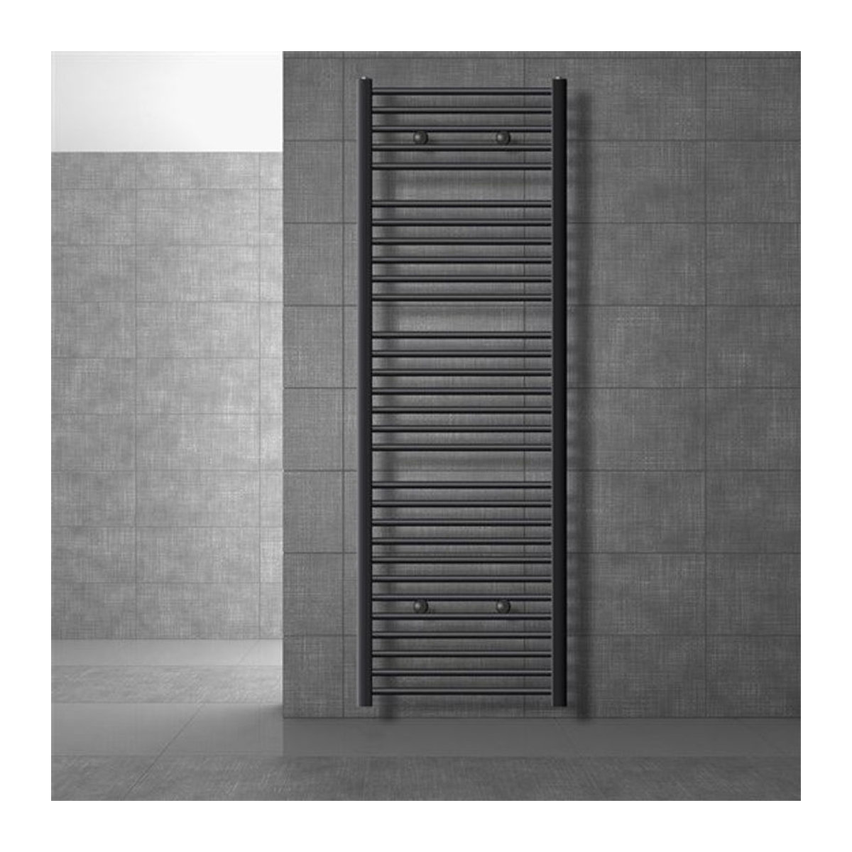 LuxeBath Elektrischer Badheizkörper mit Heizstab 900W in Anthrazit, gebogenes Design mit Seitenanschluss und digitaler Thermostat-Anzeige, B/H: 60 x 180 cm - Bild 1