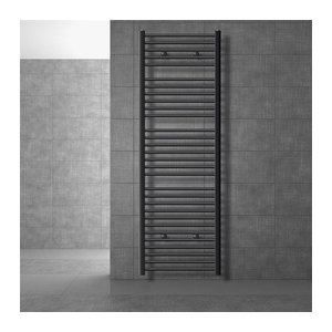 LuxeBath Elektrischer Badheizkörper mit Heizstab 900W in Anthrazit, gebogenes Design mit Seitenanschluss und digitaler Thermostat-Anzeige, B/H: 60 x 180 cm