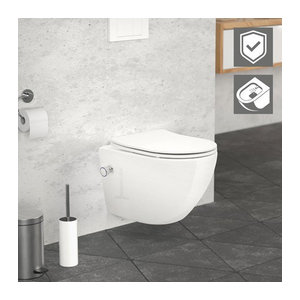 Luxebath Wand-WC Hängetoilette aus Keramik in Weiß mit Bidet, Nanoversiegelung und Softclose, Länge: 49 cm