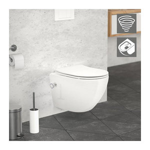 Luxebath Wand-WC Spülrandlos mit Bidet-Funktion und Softclose-Deckel, Weiß, Keramik, Länge: 49 cm