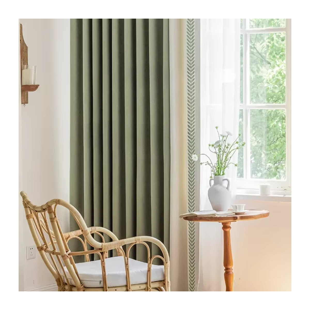Luxuriöse Chenille-Vorhänge im japanischen Minimalismus mit hochwertiger Stickerei für Wohnzimmer, Esszimmer oder Schlafzimmer - Bild 3