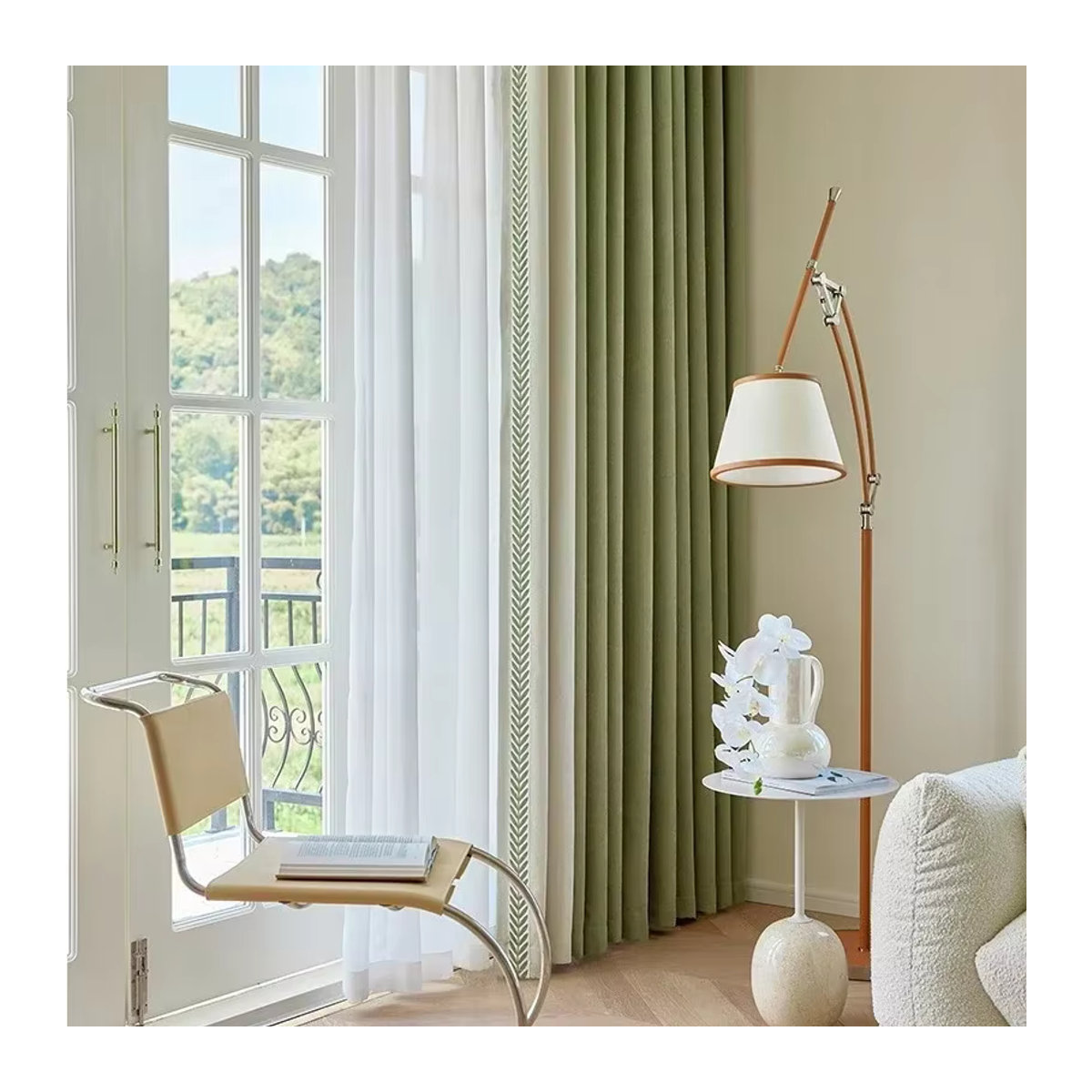 Luxuriöse Chenille-Vorhänge im japanischen Minimalismus mit hochwertiger Stickerei für Wohnzimmer, Esszimmer oder Schlafzimmer - Bild 4