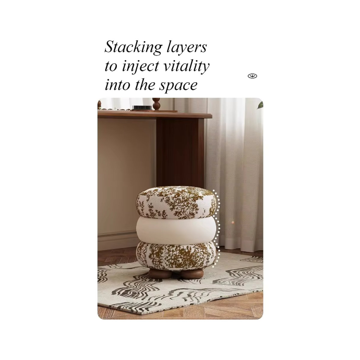 Luxuriöser High-End Schminkhocker von LIUSHADUOLA in Gelb und Multicolor, runder Schminkstuhl für dein Schlafzimmer - Bild 5