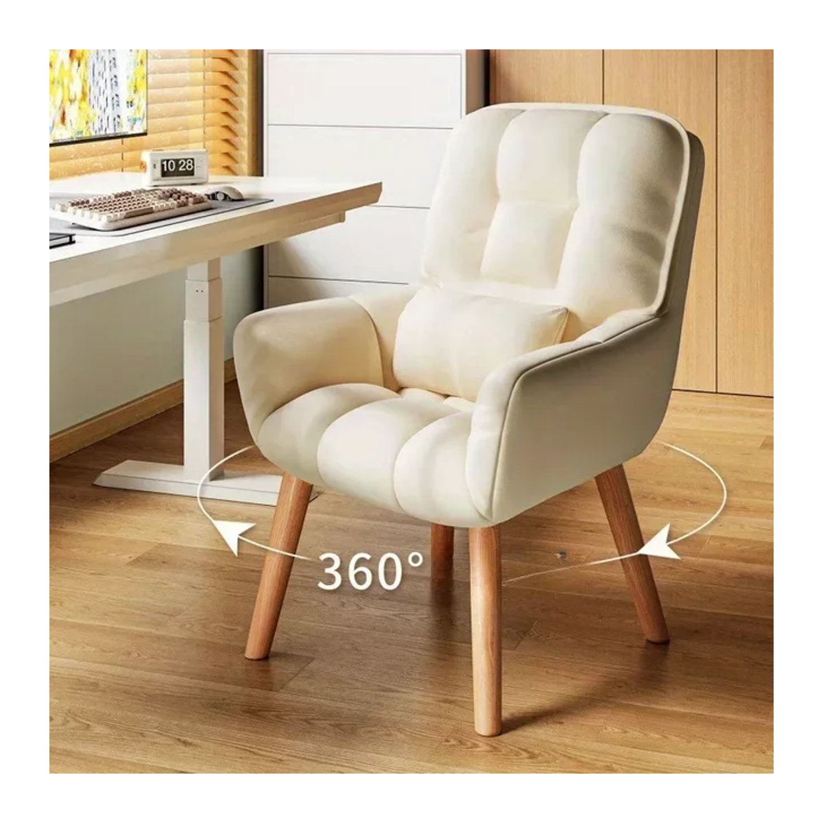 Luxuriöser Make-up-Stuhl aus Massivholz in Weiß für dein Mädchenzimmer oder als moderner Manikürestuhl - Bild 1