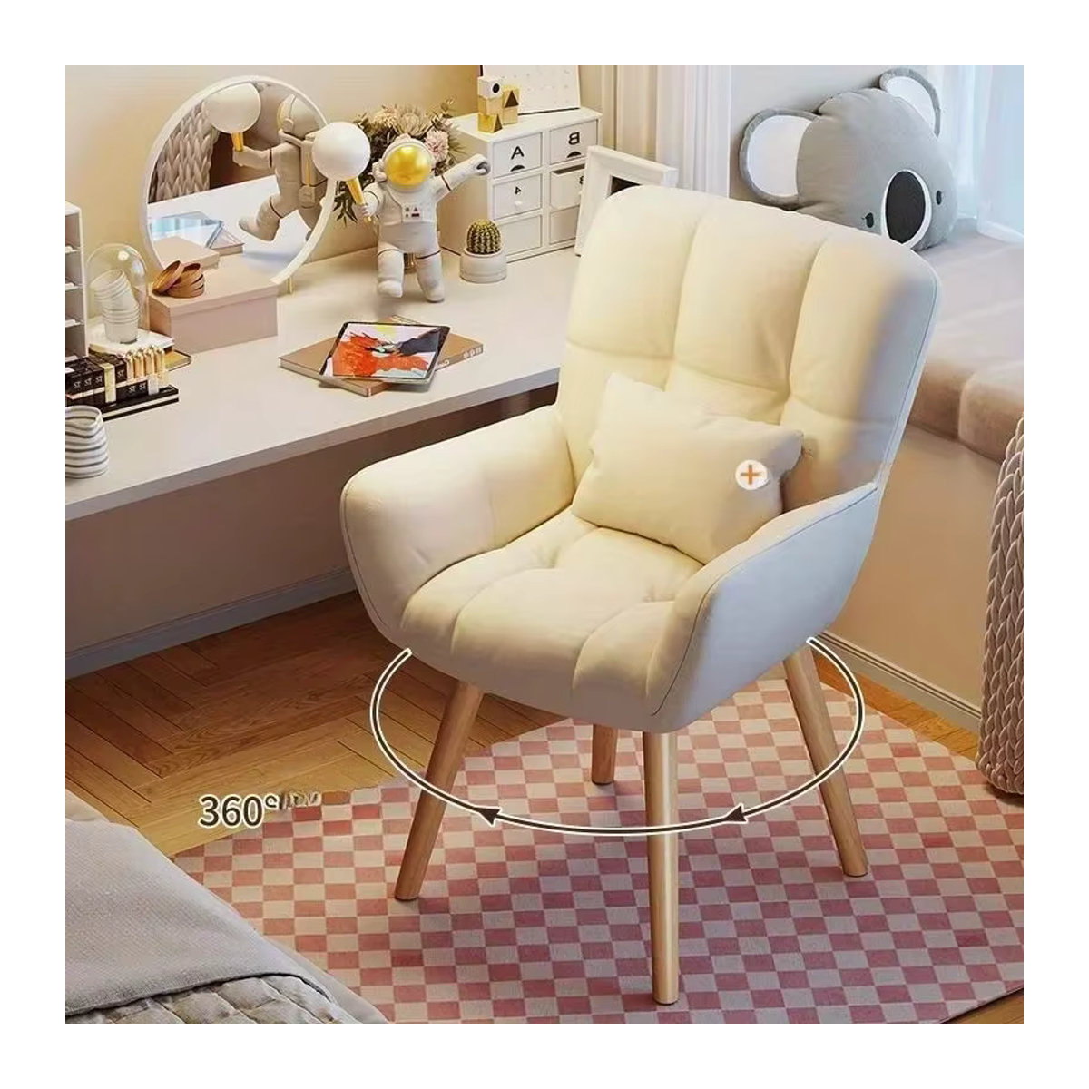 Luxuriöser Make-up-Stuhl aus Massivholz in Weiß für dein Mädchenzimmer oder als moderner Manikürestuhl - Bild 2