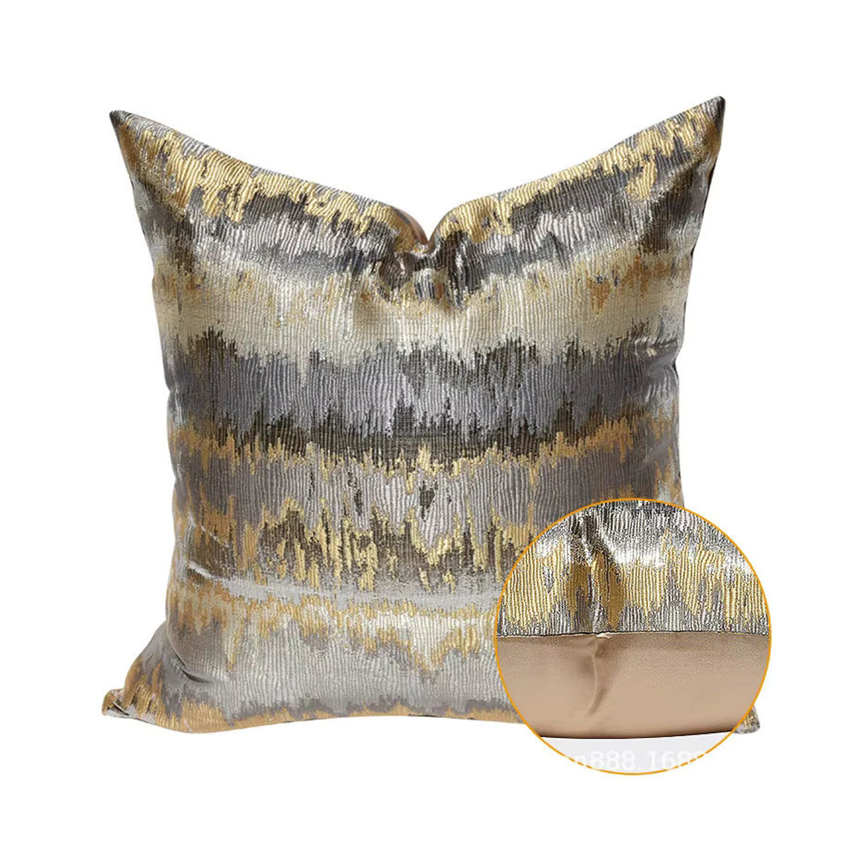 Luxuriöser rechteckiger Sofakissenbezug in Gold und Grau für dein Wohnzimmer, B/H: 20 x 20 cm - Bild 3