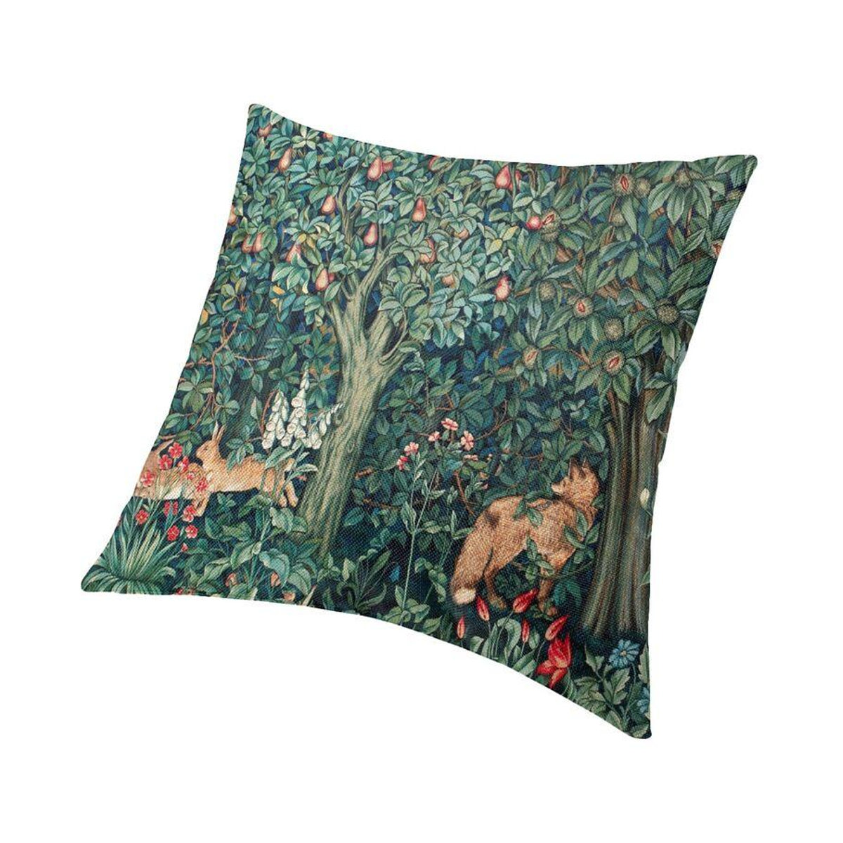 Luxuriöser Samtkissenbezug Fuchs und Hase von William Morris in Mehrfarbig, B/T/H: 45 x 45 x 0 cm - Bild 1