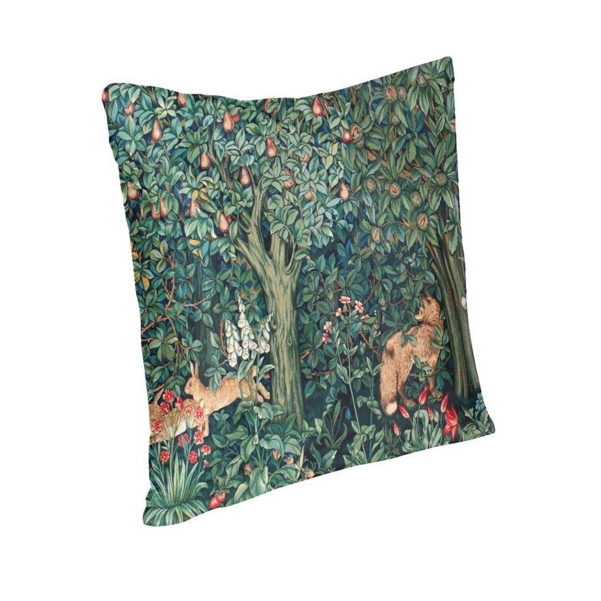 Luxuriöser Samtkissenbezug Fuchs und Hase von William Morris in Mehrfarbig, B/T/H: 45 x 45 x 0 cm - Bild 3