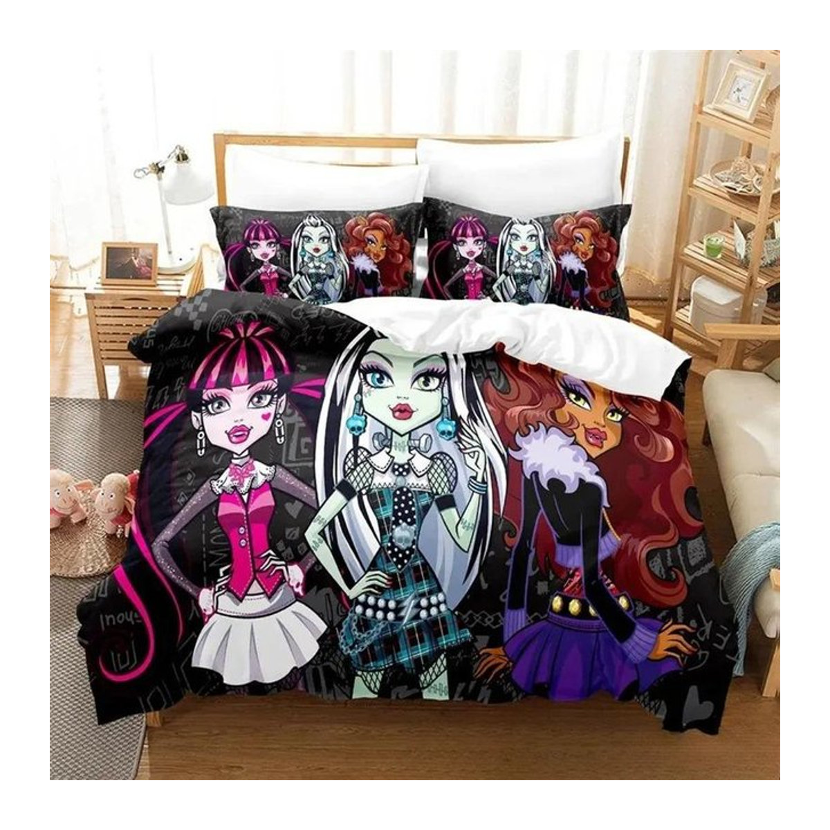 Luxuriöses Bettwäsche-Set Personality Monster Cartoon mit Bettbezug und Bettdecke, mehrfarbig, B/H: 70 x 133 cm - Bild 1
