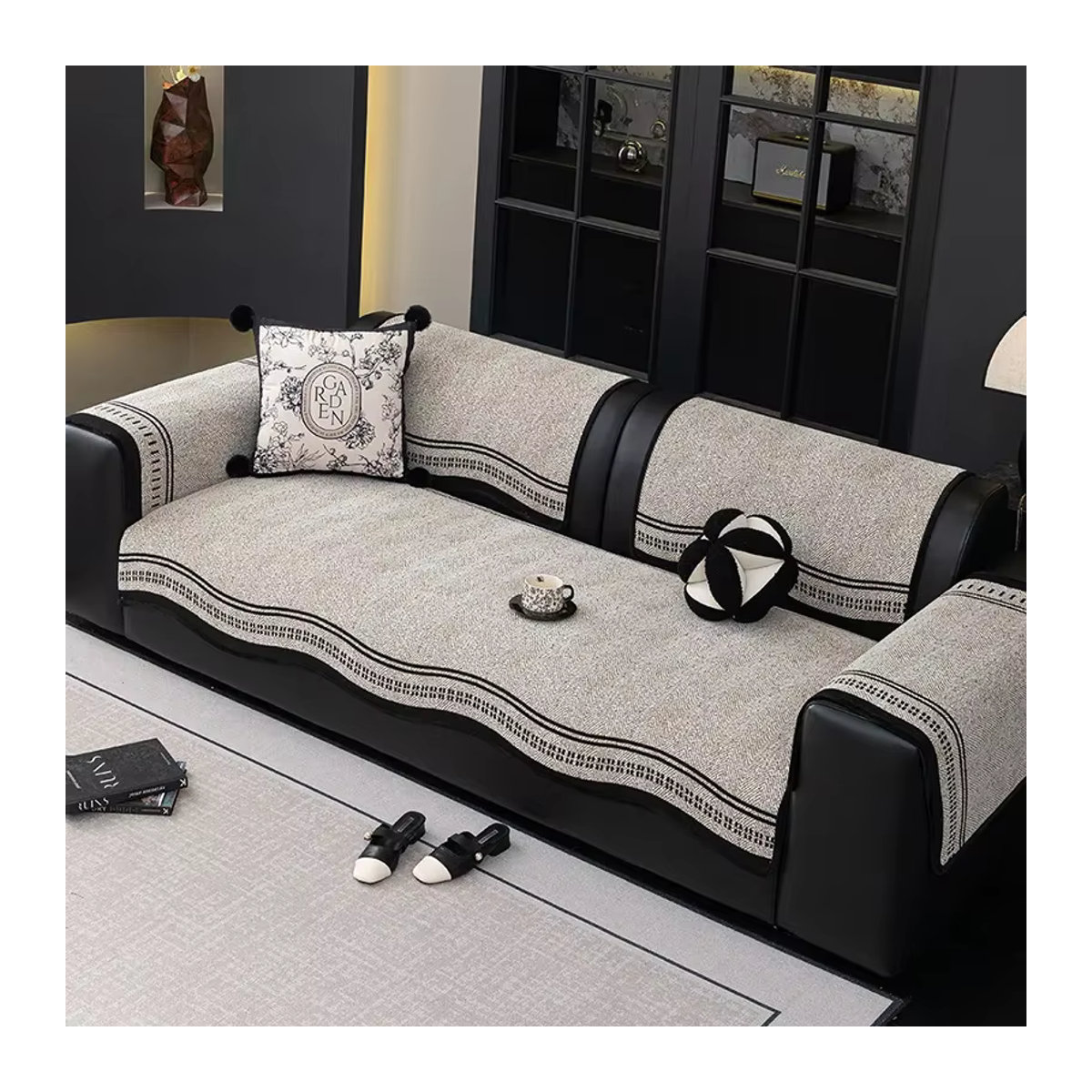 Luxus Chenille Sofa Kissenbezug von Jingyan Xijie in Grau, rutschfest und universell für alle Jahreszeiten - Bild 5