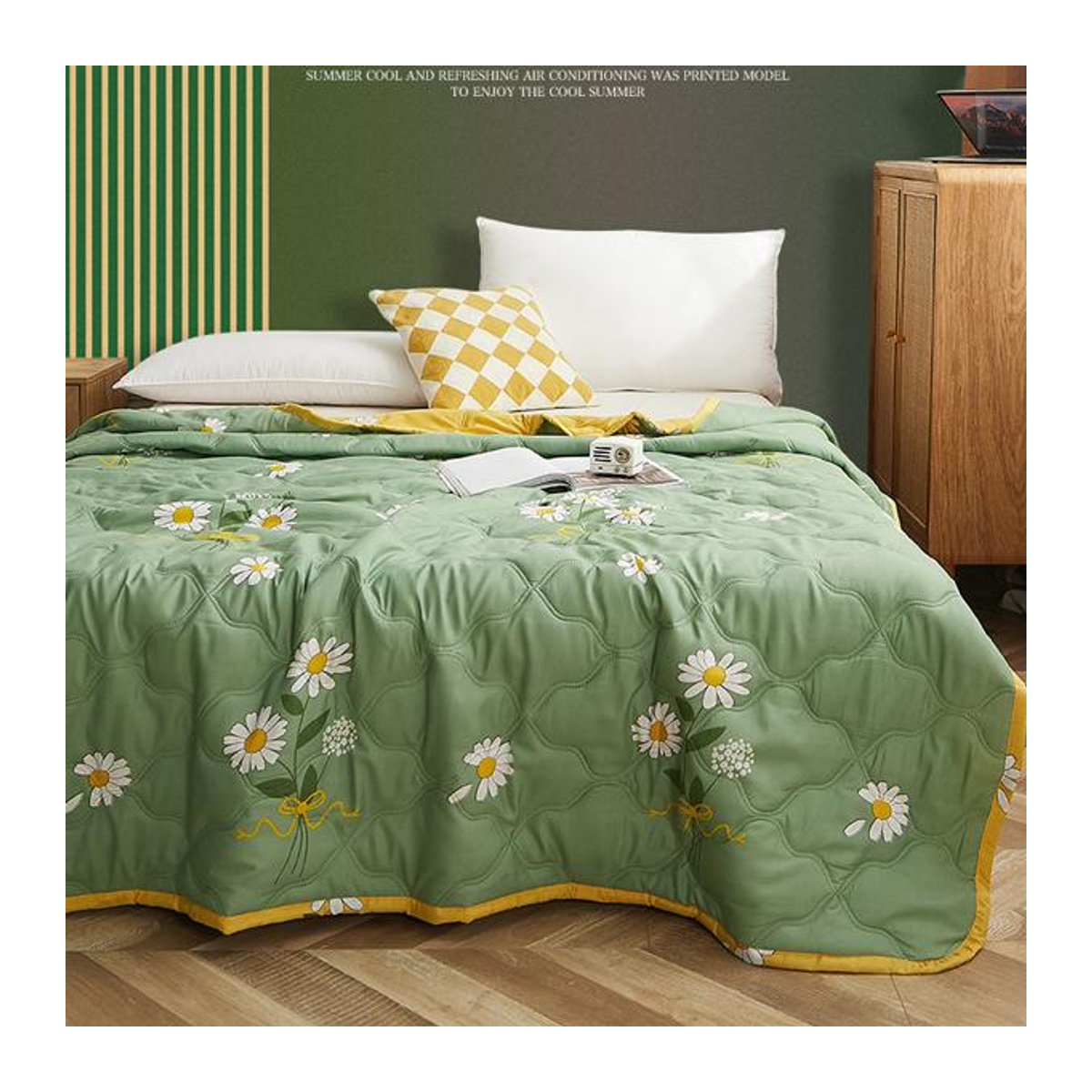 Luxus Patchwork Tagesdecke aus Baumwolle von Big C Home Decor in Grün, B/T: 200 x 230 cm - Bild 2