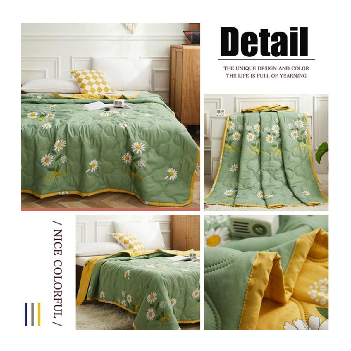 Luxus Patchwork Tagesdecke aus Baumwolle von Big C Home Decor in Grün, B/T: 200 x 230 cm - Bild 3