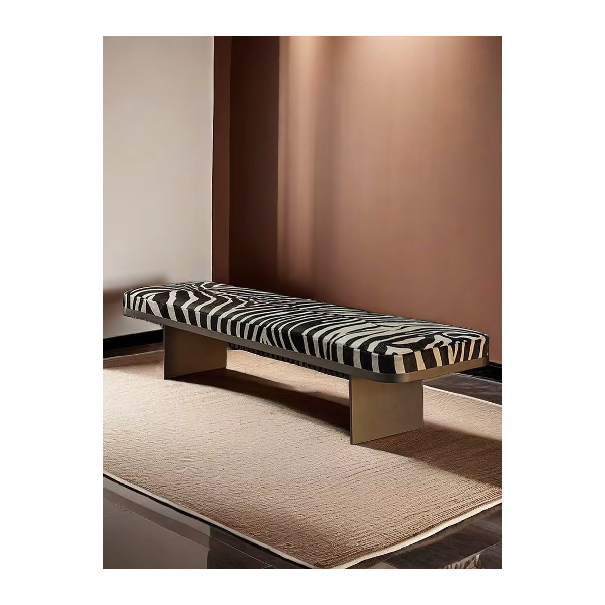 Luxus Polsterhocker mit Animal Print und Metallgestell in Schwarz - Bild 6